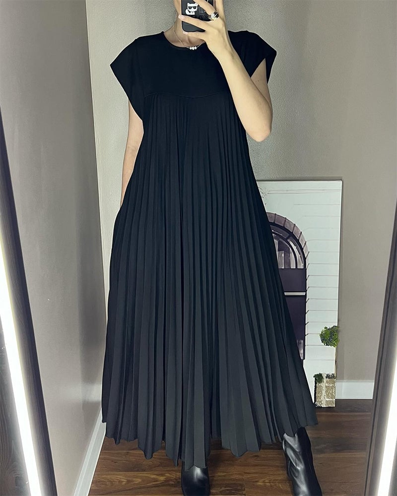 Robe Plissée Sans Manches
