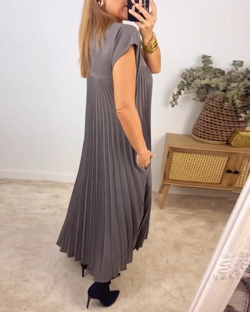 Robe Plissée Sans Manches