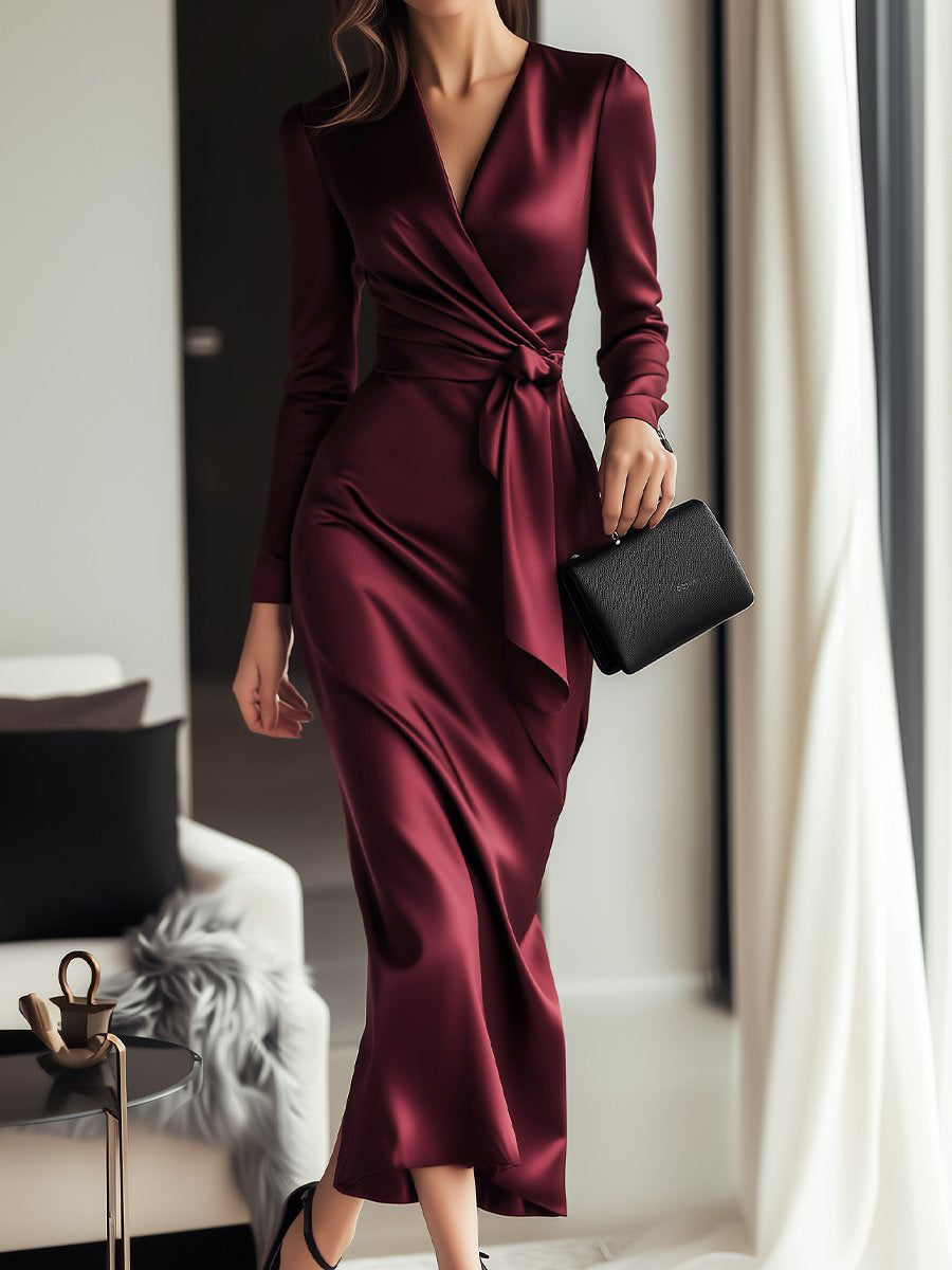 Robe Portefeuille Satinée