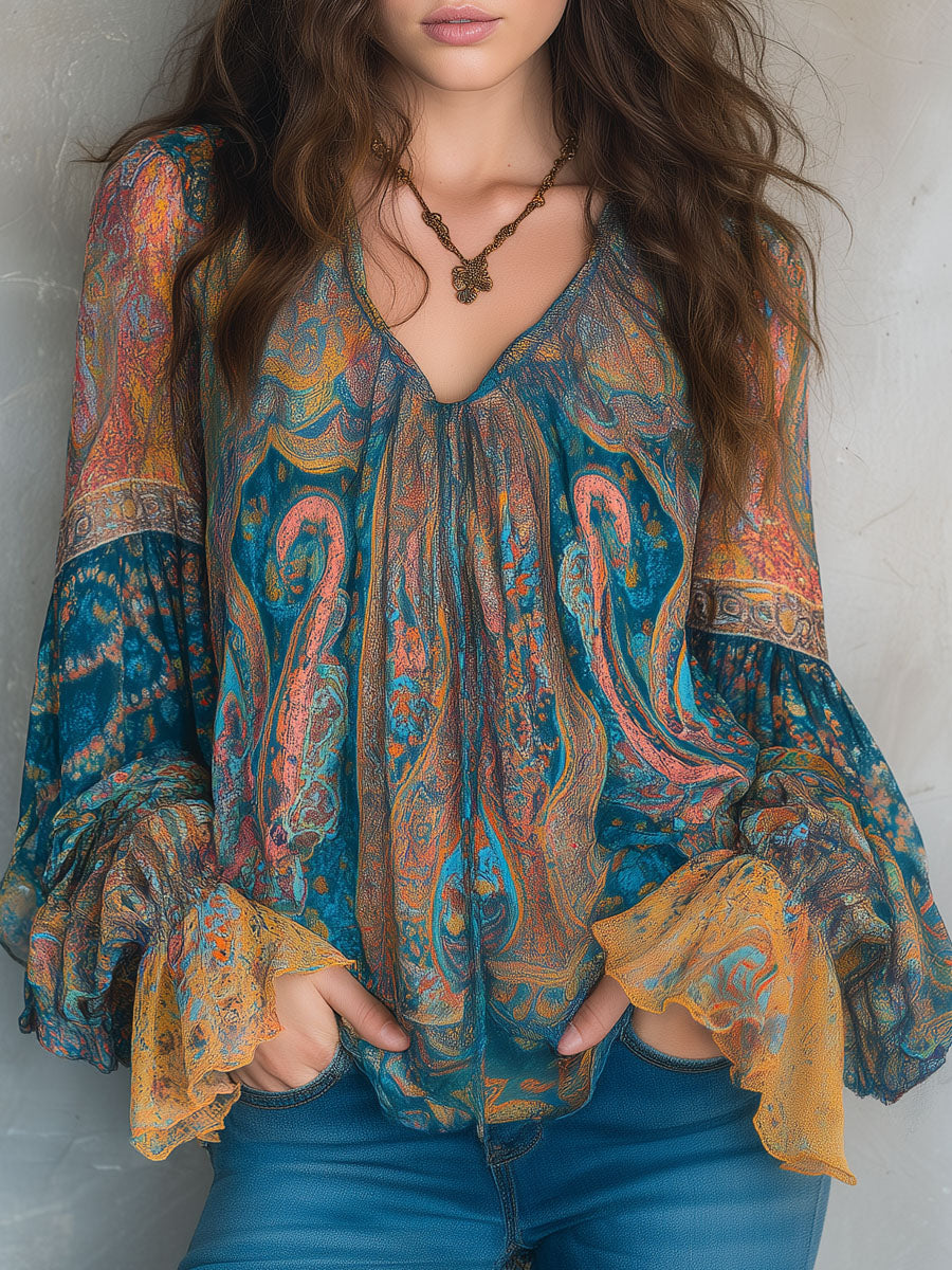 Sara - Blouse Bohémienne en Chiffon