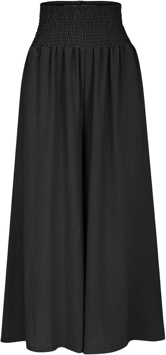 Pantalon Large à Taille Smockée