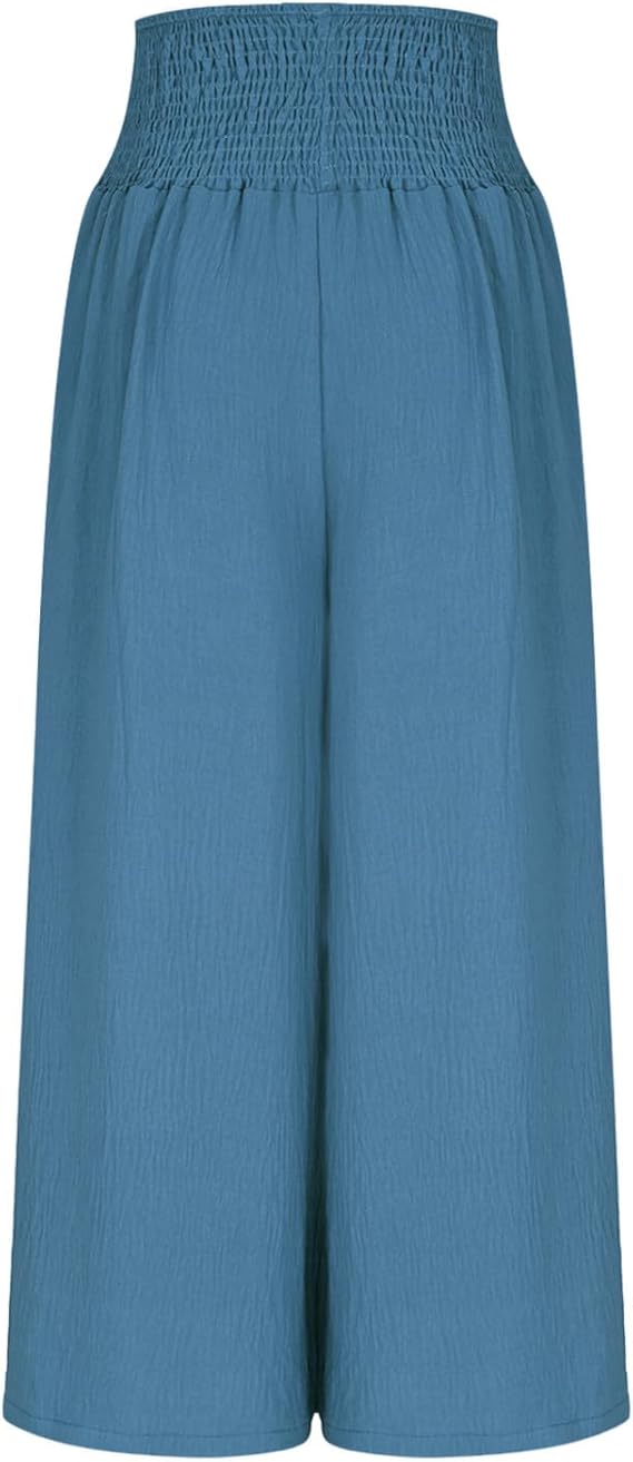 Pantalon Large à Taille Smockée