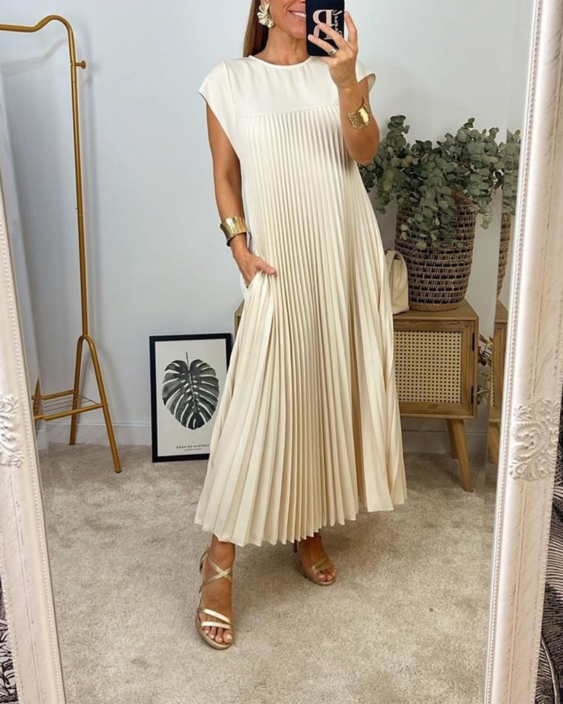 Robe Plissée Sans Manches