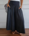 Pantalon Large à Taille Smockée