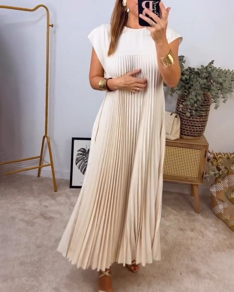 Robe Plissée Sans Manches