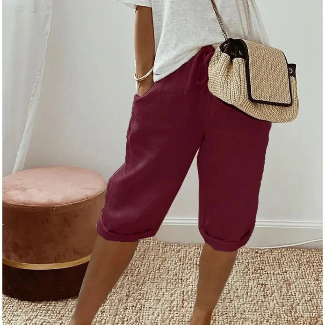 Shorts Capri en Lin à Cordon Fenley