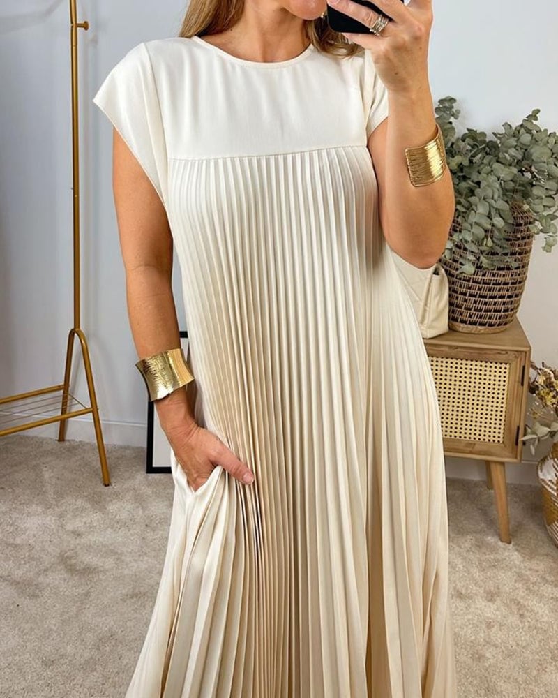 Robe Plissée Sans Manches