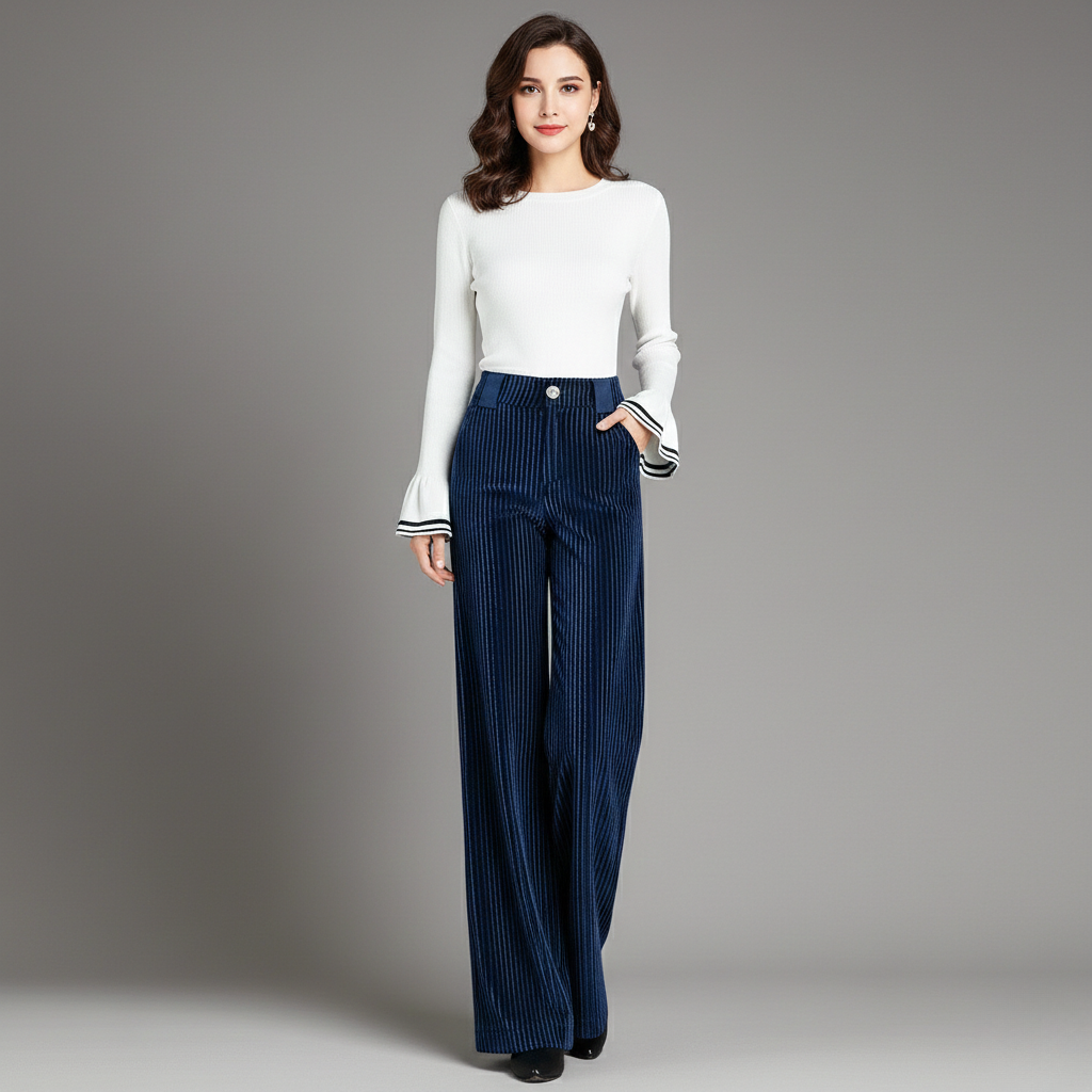 Pantalon Velours Taille Haute