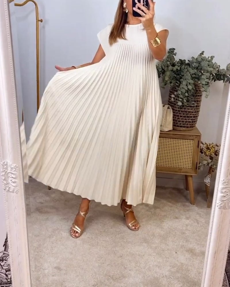 Robe Plissée Sans Manches