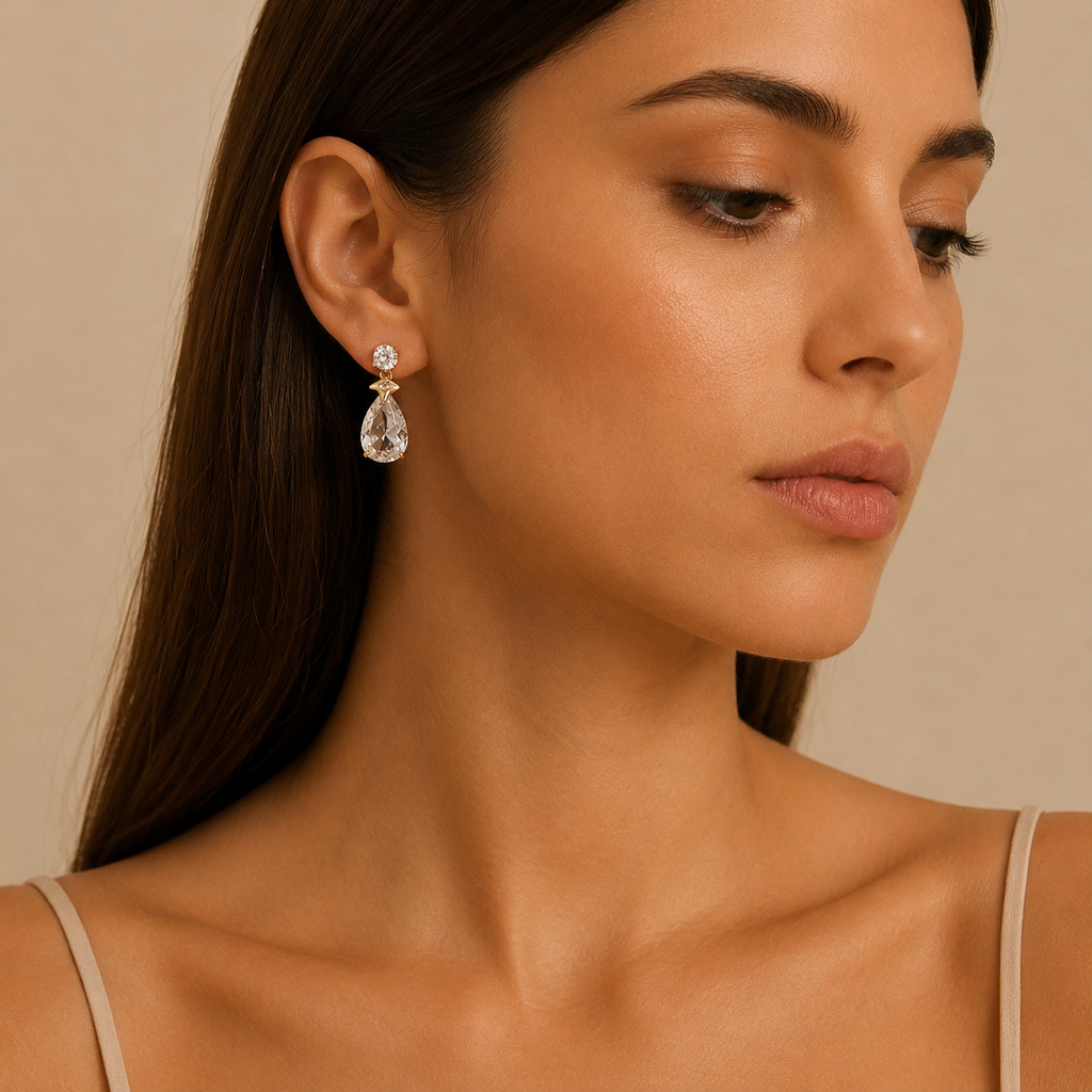 Boucles d’Oreilles Goutte de Cristal