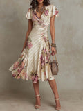 Robe Élégante Drapée Florale Camille