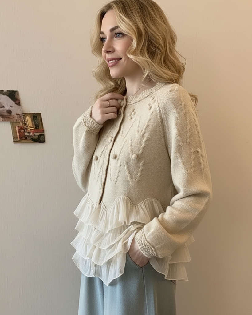 Cardigan en Maille à Volants
