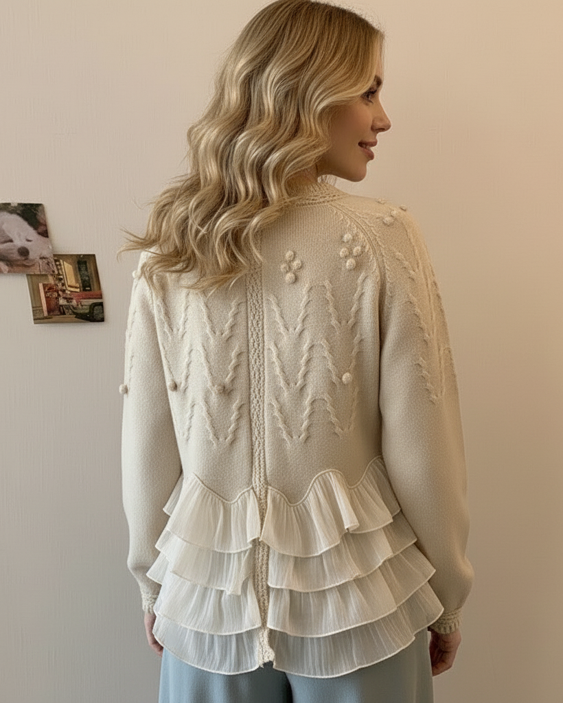 Cardigan en Maille à Volants