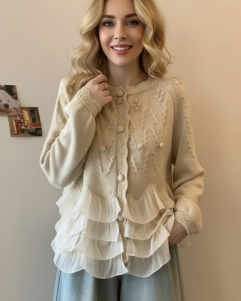 Cardigan en Maille à Volants
