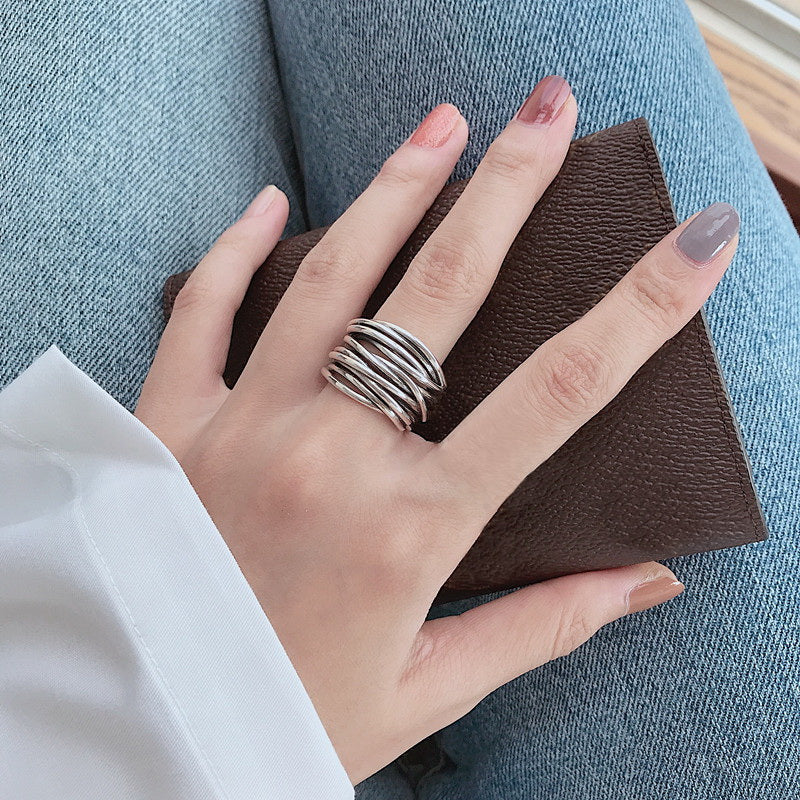 Bague Ajustable en Argent à Couches