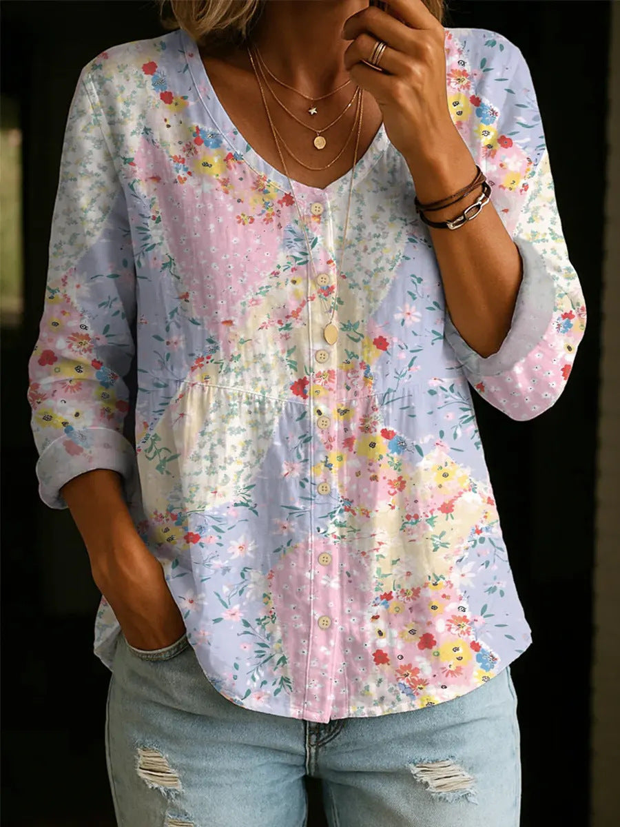Margaret - Blouse Floral Décontractée