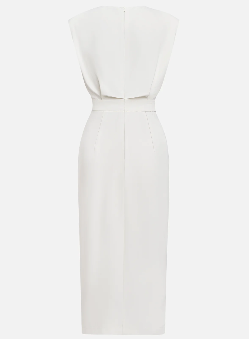 Robe Midi Ajustée Avec Boutons Dorés