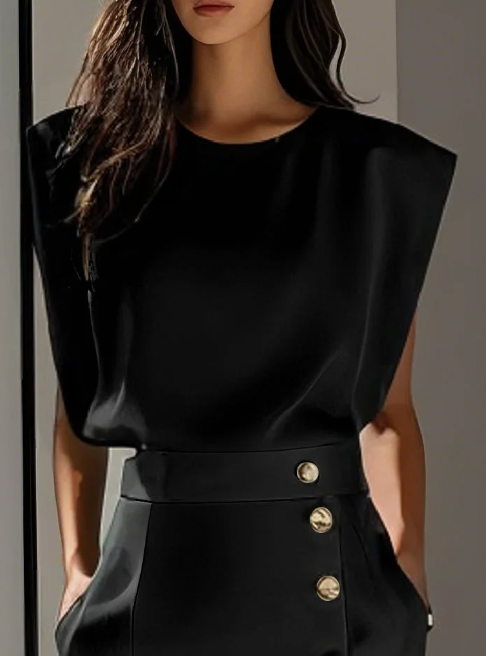Robe Midi Ajustée Avec Boutons Dorés