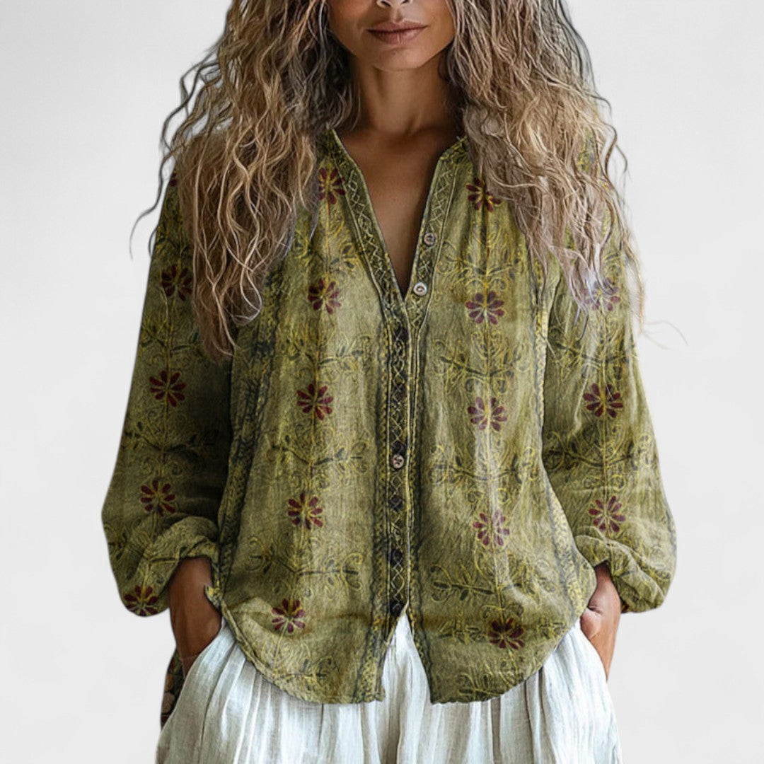 Ambra - Blouse Rétro Chic Automnale