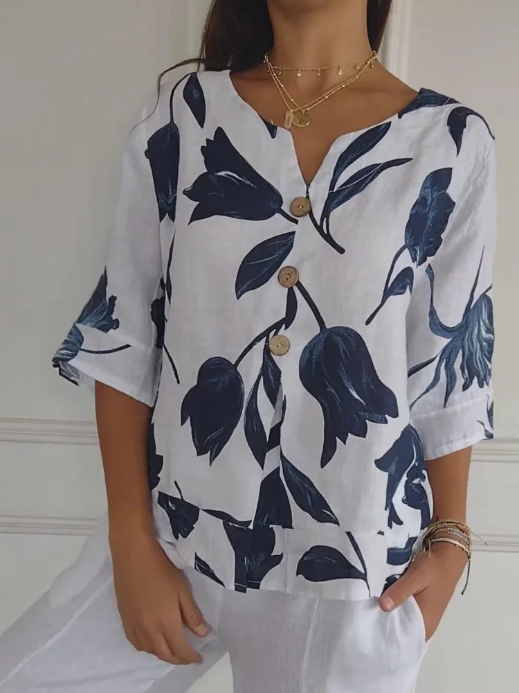 Kim - Chemisier Floral Élégant