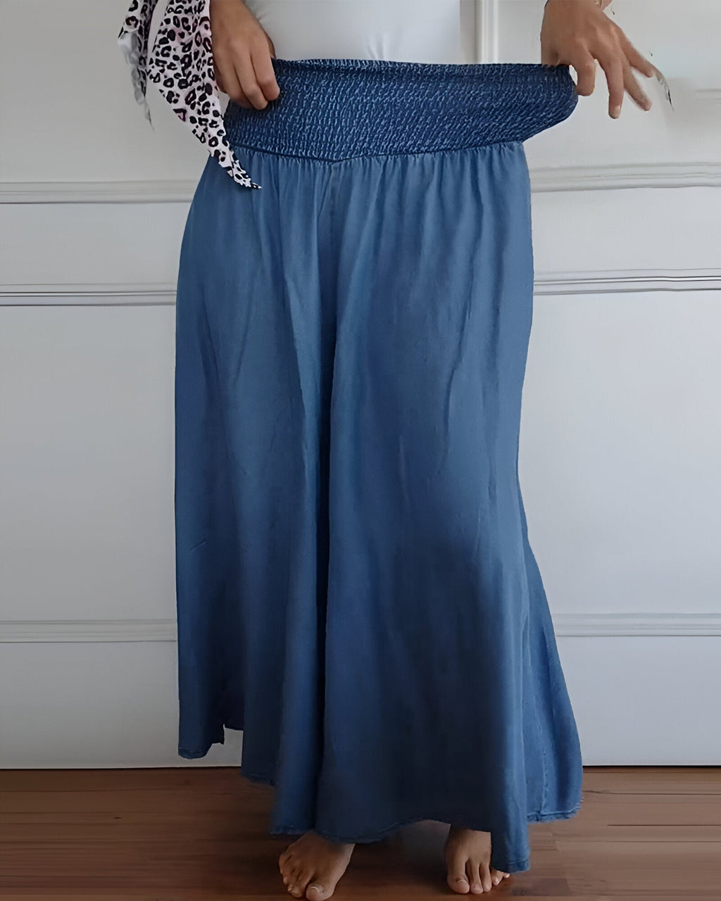 Pantalon Large à Taille Smockée