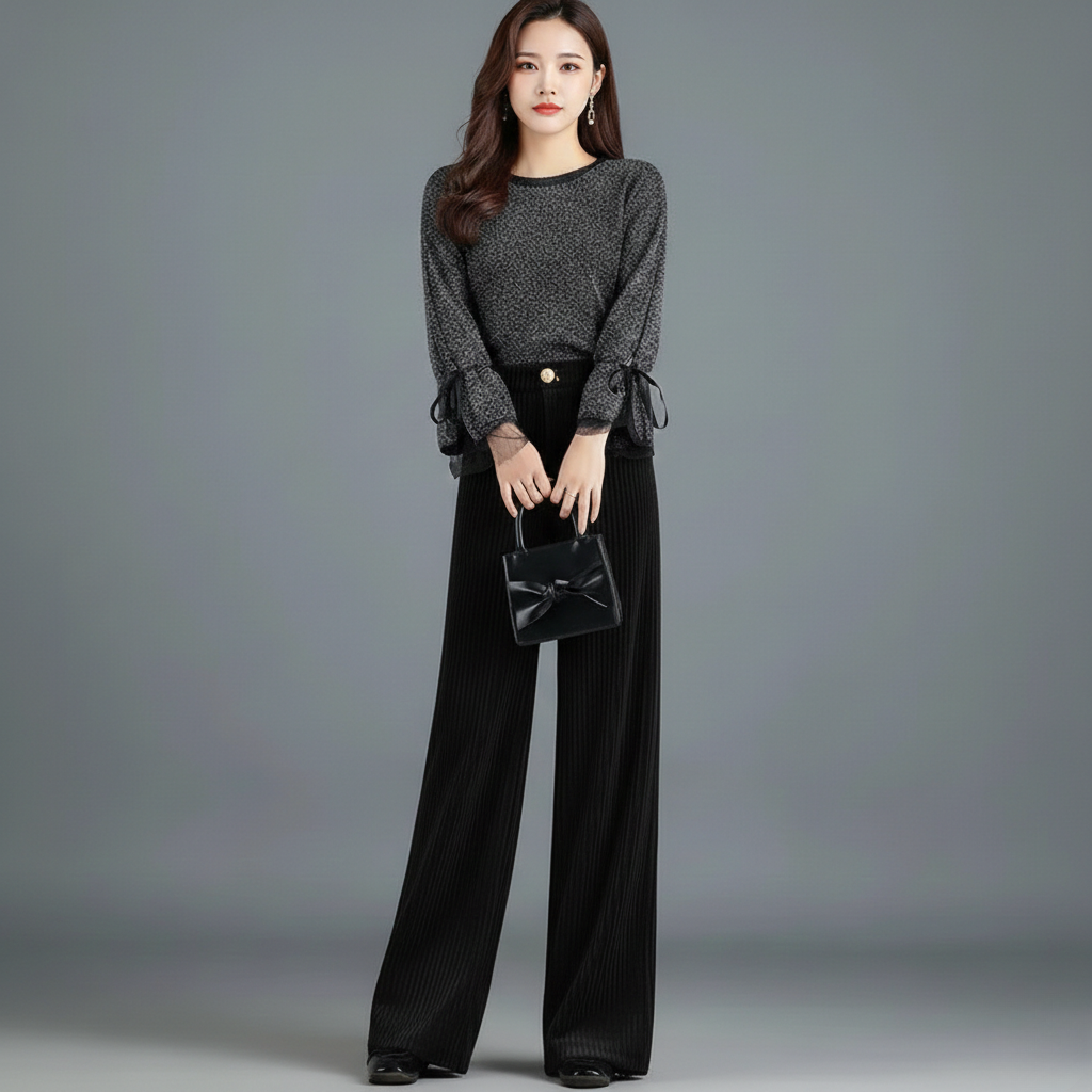 Pantalon Velours Taille Haute