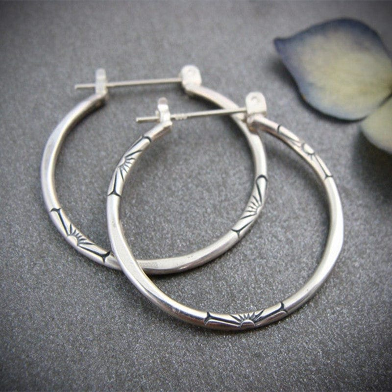 Boucles D’Oreilles Créoles en Argent Vintage