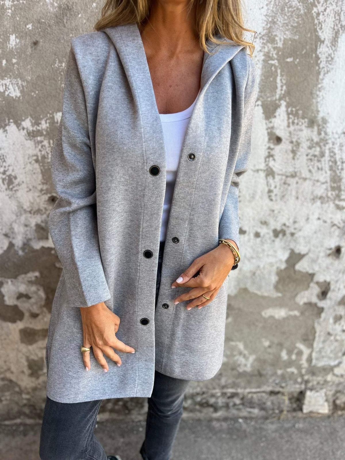 Gilet Long à Capuche