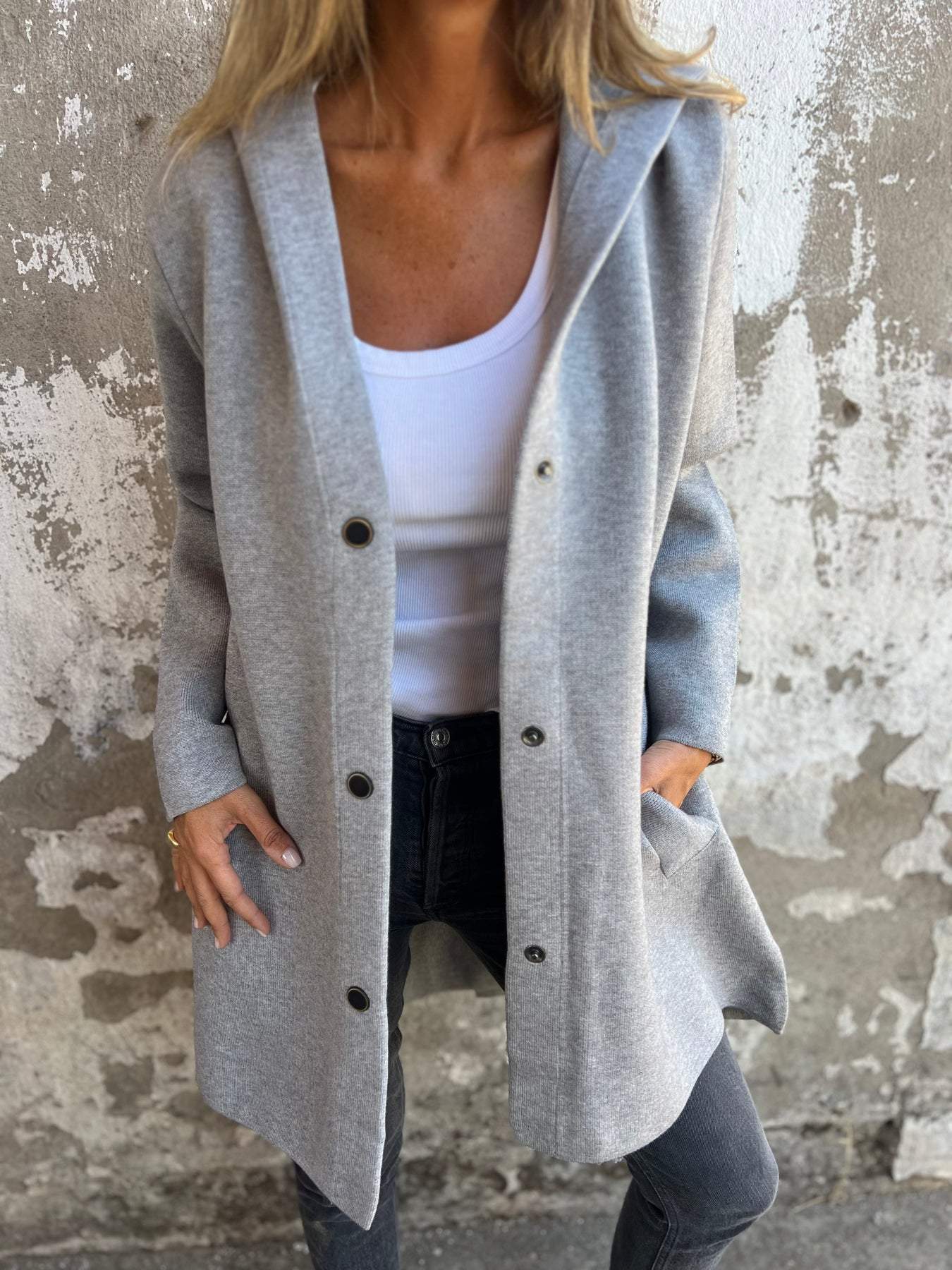 Gilet Long à Capuche