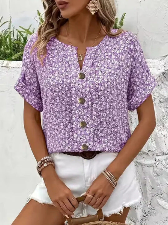 Haut Floral Estival Élégant Jelena